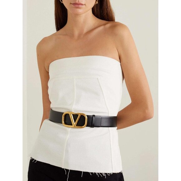 Women's Black Leather Belts for Jeans Dresses With Fashion Gold Buckle - Picture 2 of 4